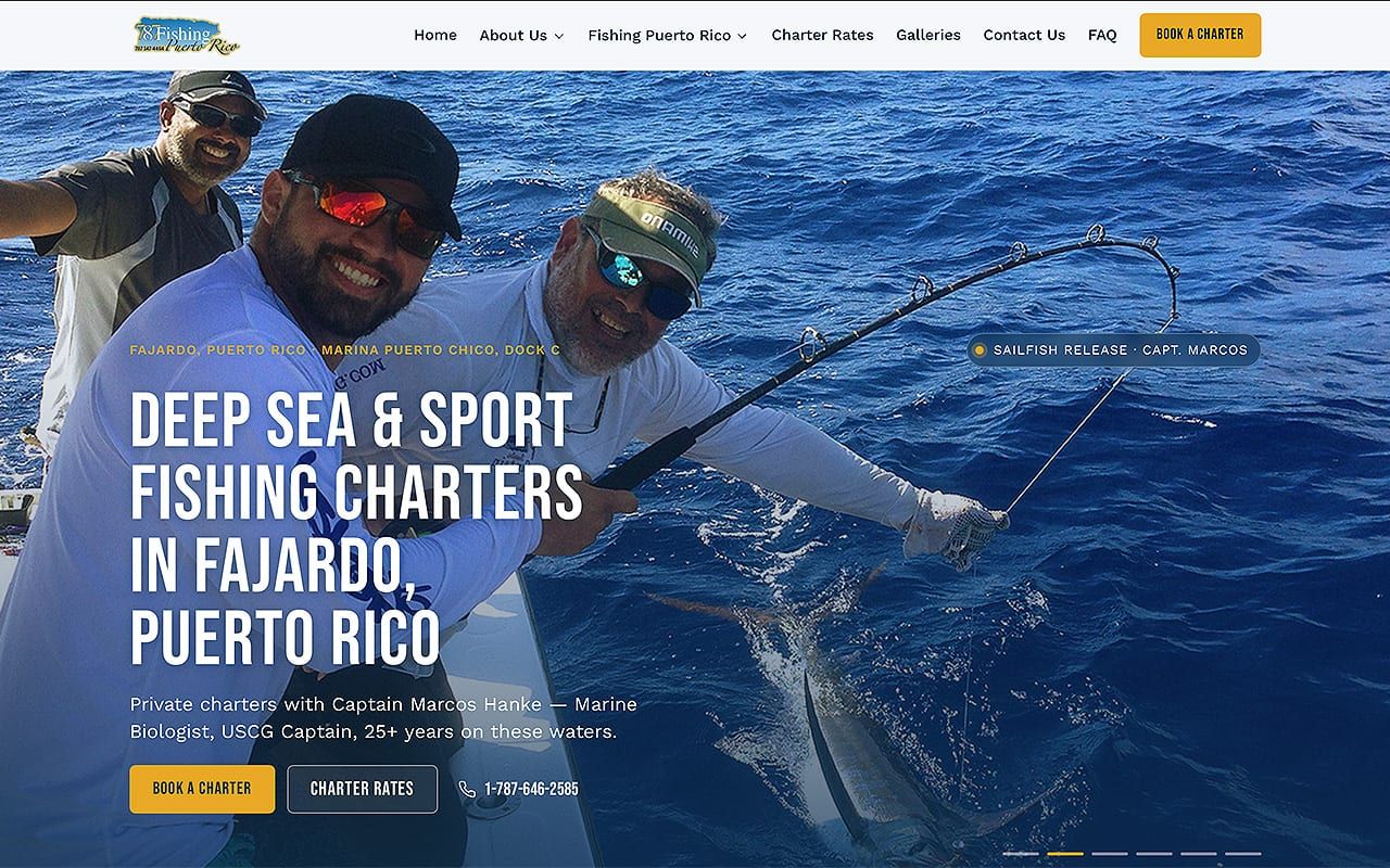 787 Fishing website, desktop view